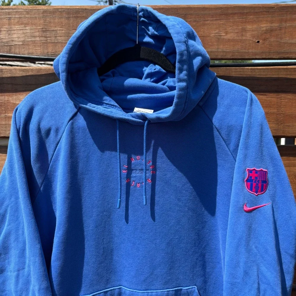 Nike FC Barcelona Hoodie Mens XL Blue Excellent El Nostre Barca Pullover